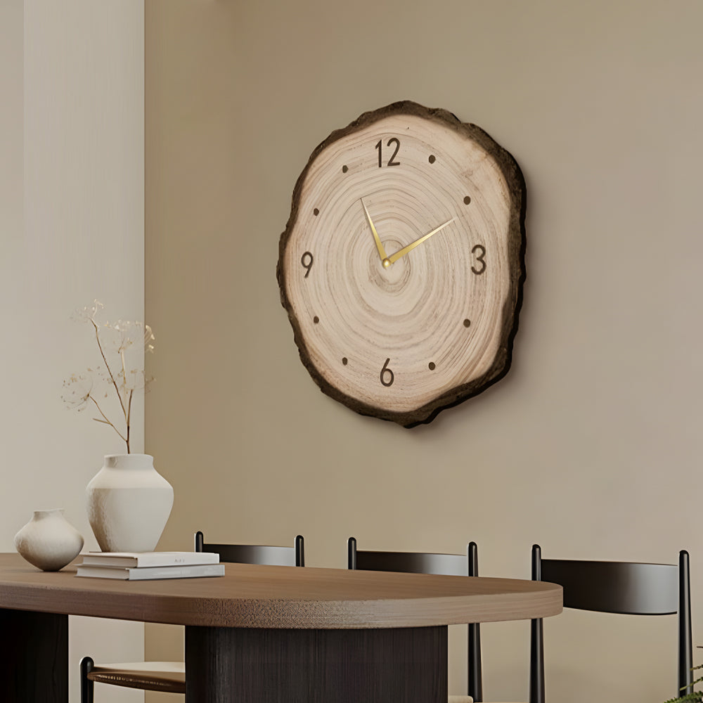 Tree Ring Wall Clock Light, Farmhouse Carved LED Wall Art