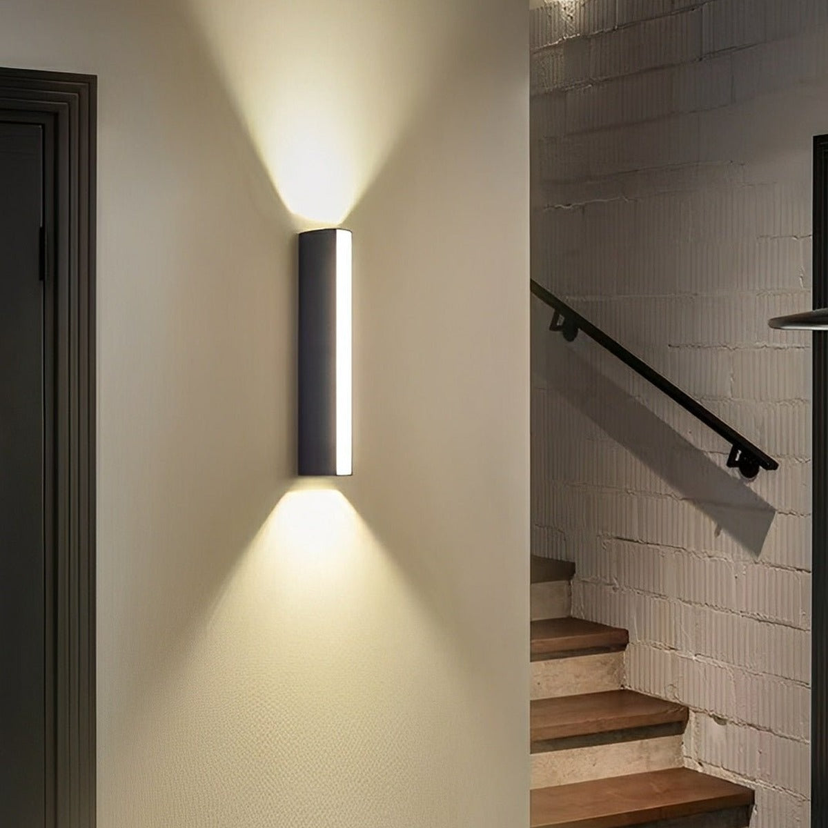 Tri Glow Column Wall Light, Black Aluminum Outdoor Sconce