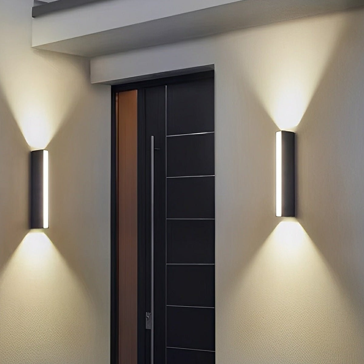 Tri Glow Column Wall Light, Black Aluminum Outdoor Sconce 2