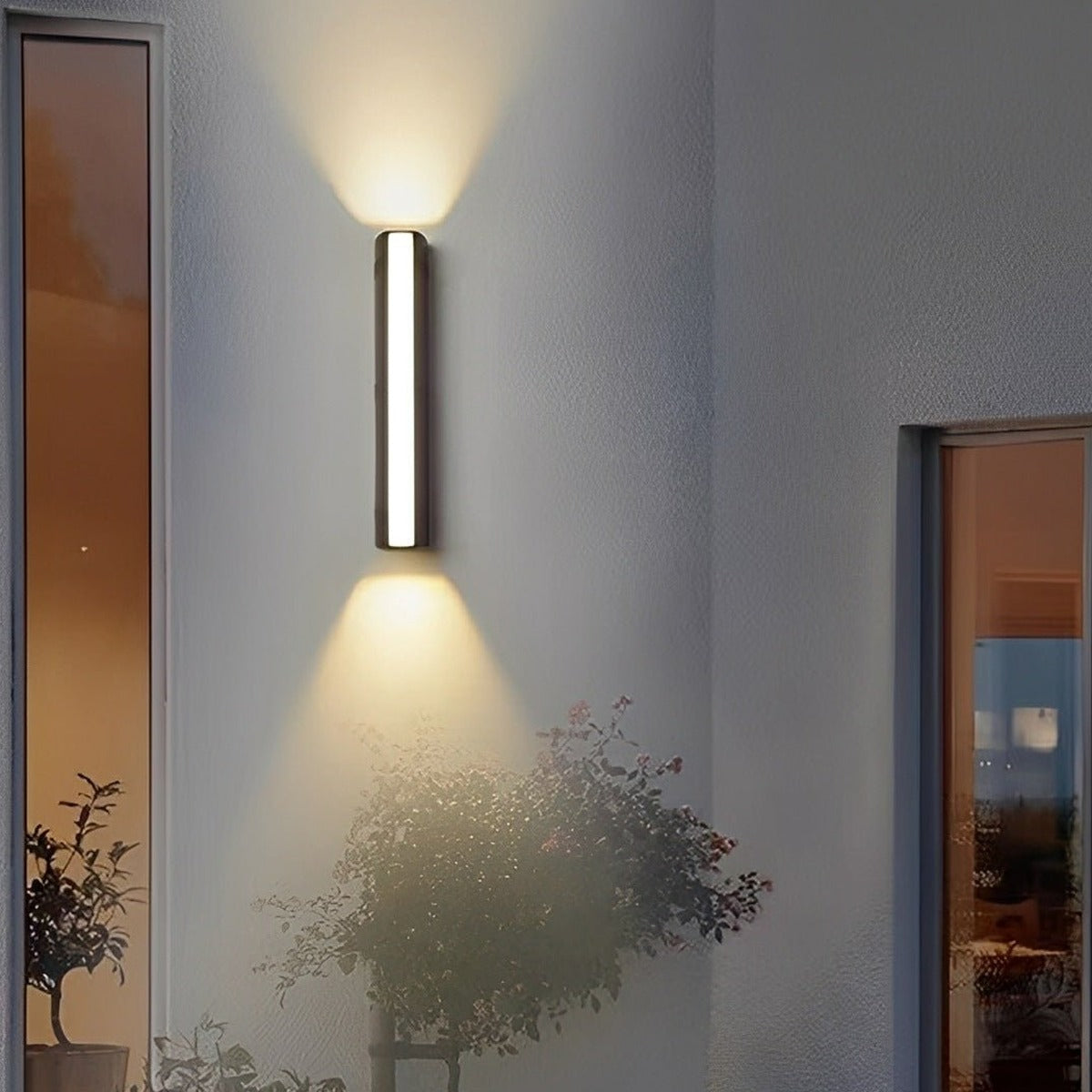 Tri Glow Column Wall Light, Black Aluminum Outdoor Sconce 3