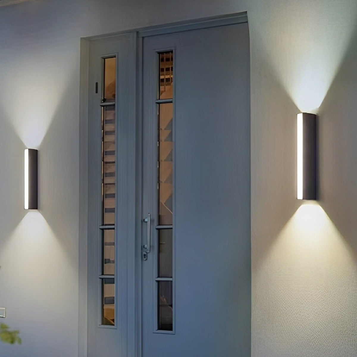 Tri Glow Column Wall Light, Black Aluminum Outdoor Sconce 4