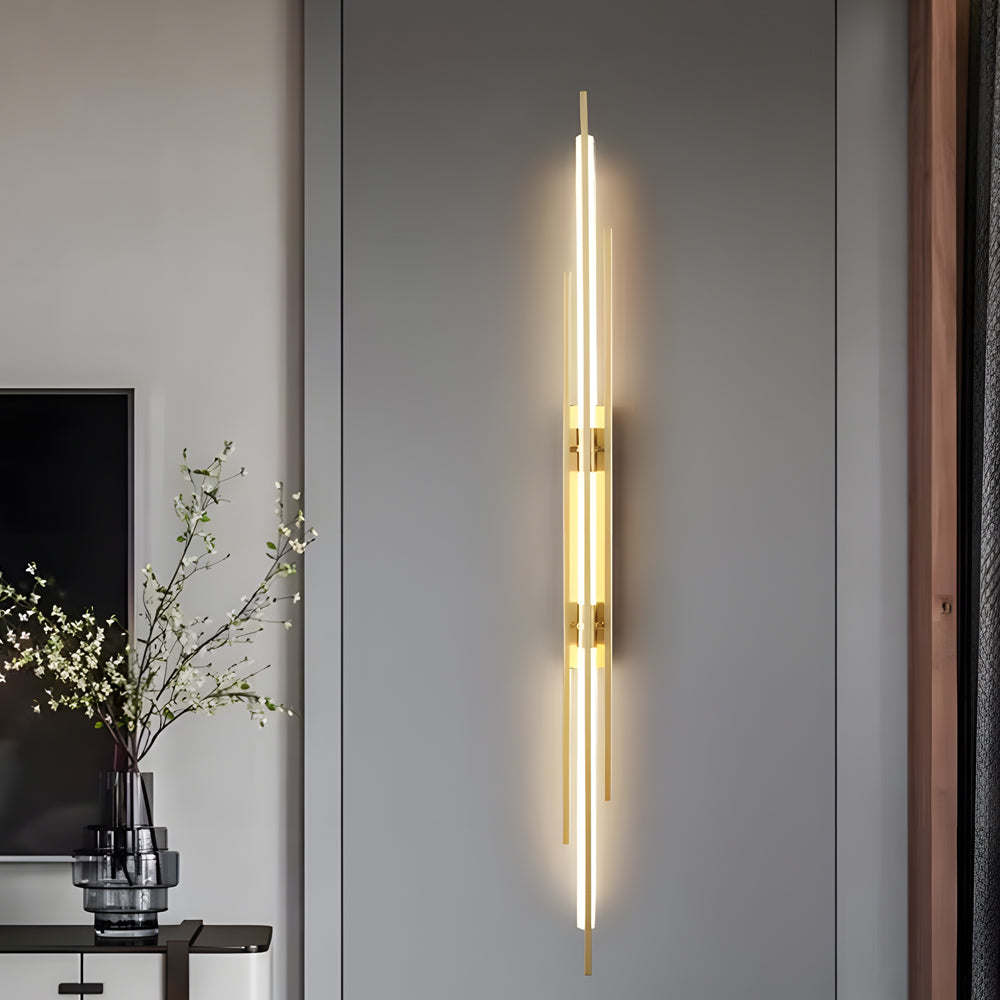 Twin Tube Wall Sconce, Black Gold or Copper Linear Light