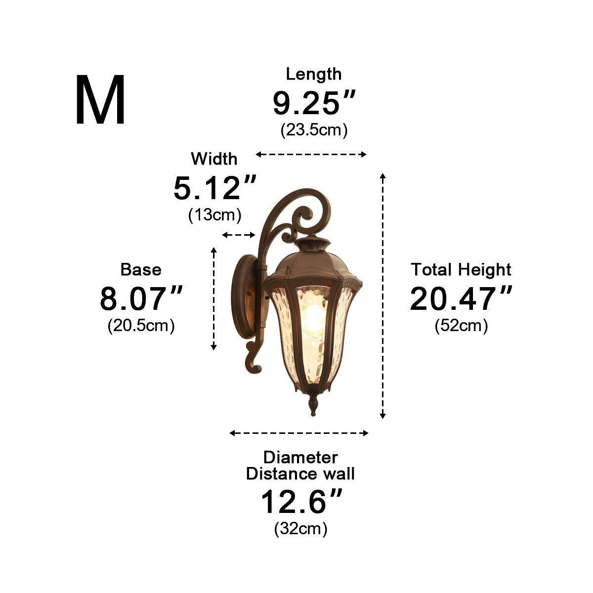Tuscan Scroll Porch Lantern, Dark Coffee Aluminum Wall Light 11