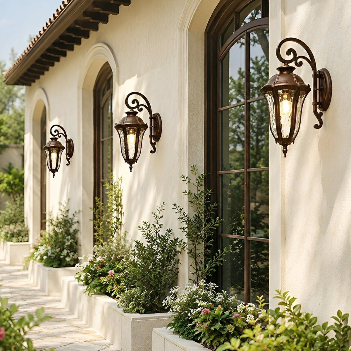 Tuscan Scroll Porch Lantern, Dark Coffee Aluminum Wall Light 2