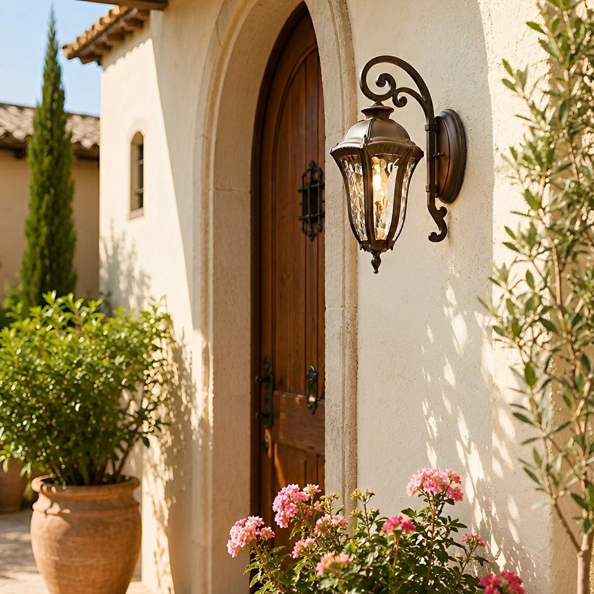 Tuscan Scroll Porch Lantern, Dark Coffee Aluminum Wall Light 6