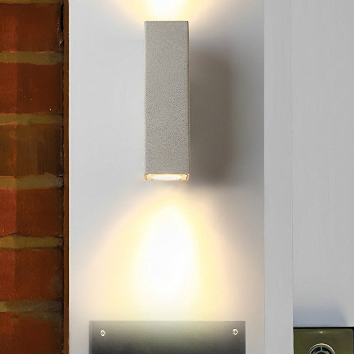 Twin Beam Block Wall Light, Concrete Up and Down Outdoor Sconce 10