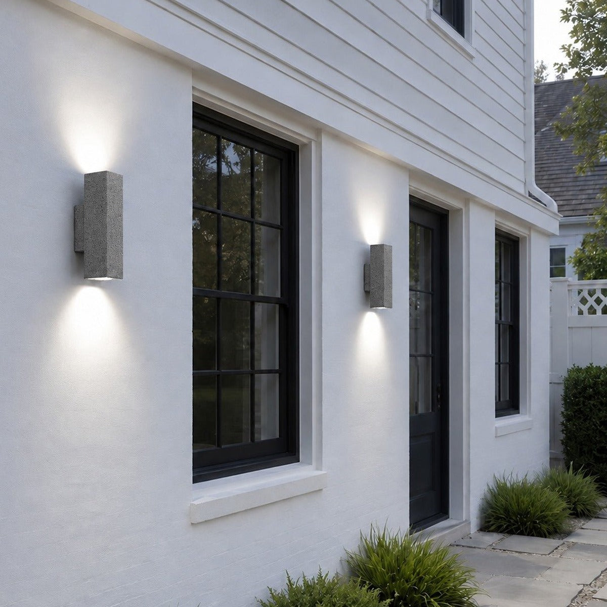 Twin Beam Block Wall Light, Concrete Up and Down Outdoor Sconce 11