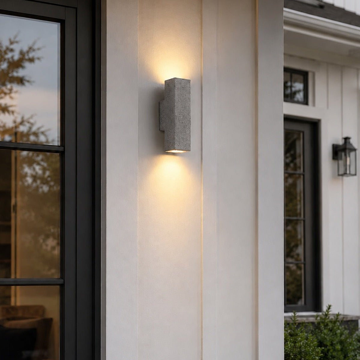 Twin Beam Block Wall Light, Concrete Up and Down Outdoor Sconce 2