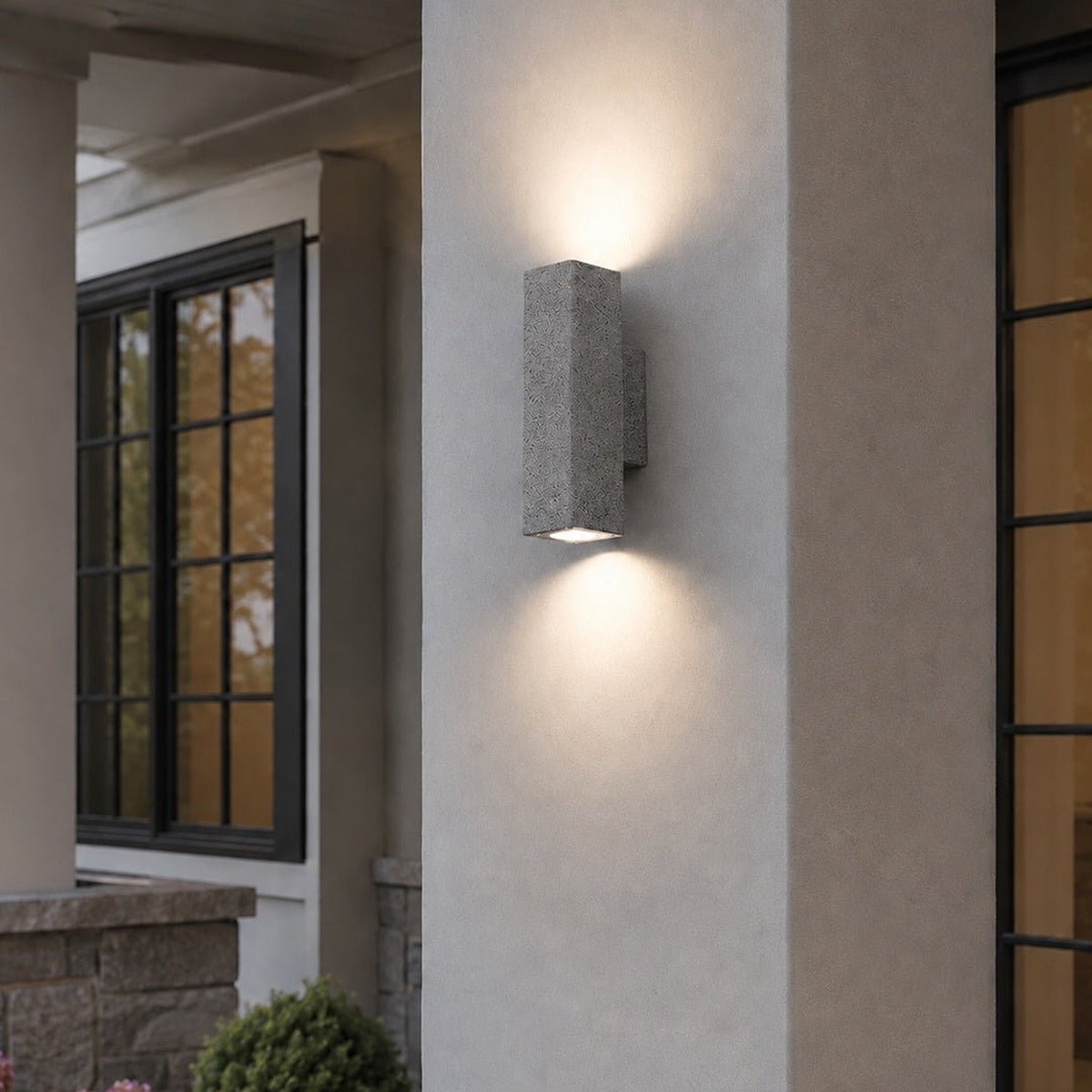 Twin Beam Block Wall Light, Concrete Up and Down Outdoor Sconce 3