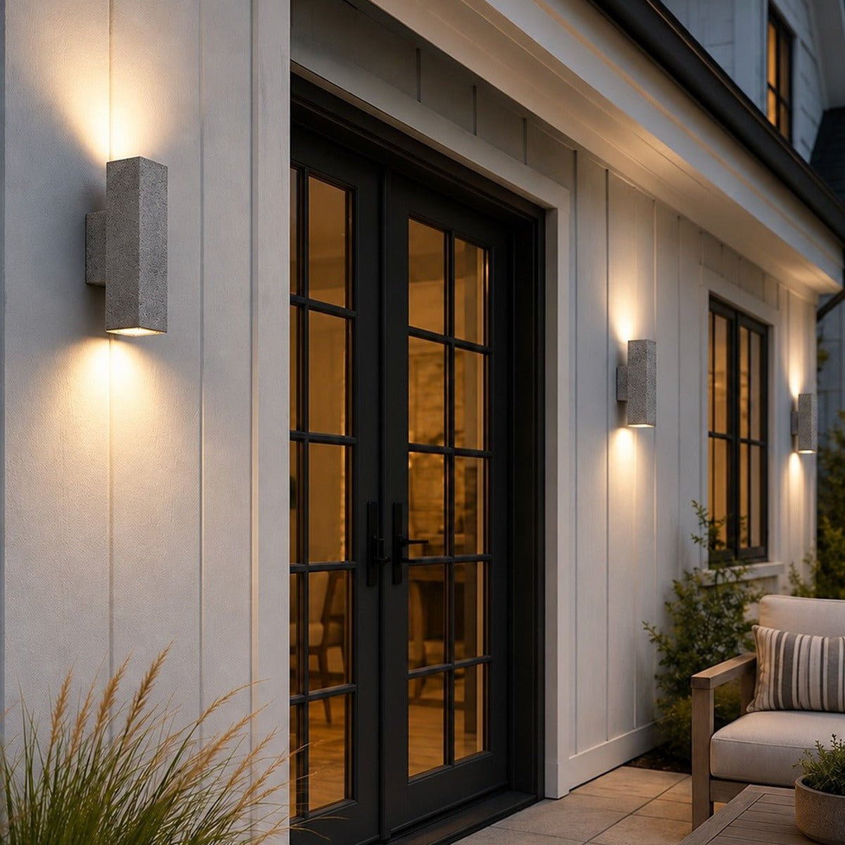 Twin Beam Block Wall Light, Concrete Up and Down Outdoor Sconce 4