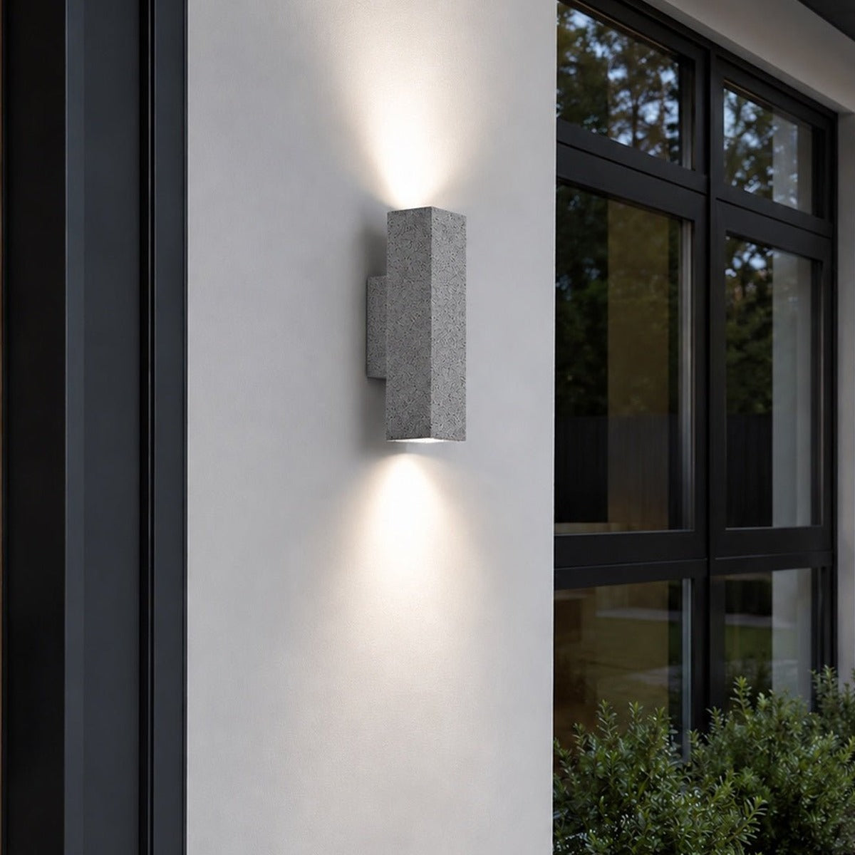 Twin Beam Block Wall Light, Concrete Up and Down Outdoor Sconce 5