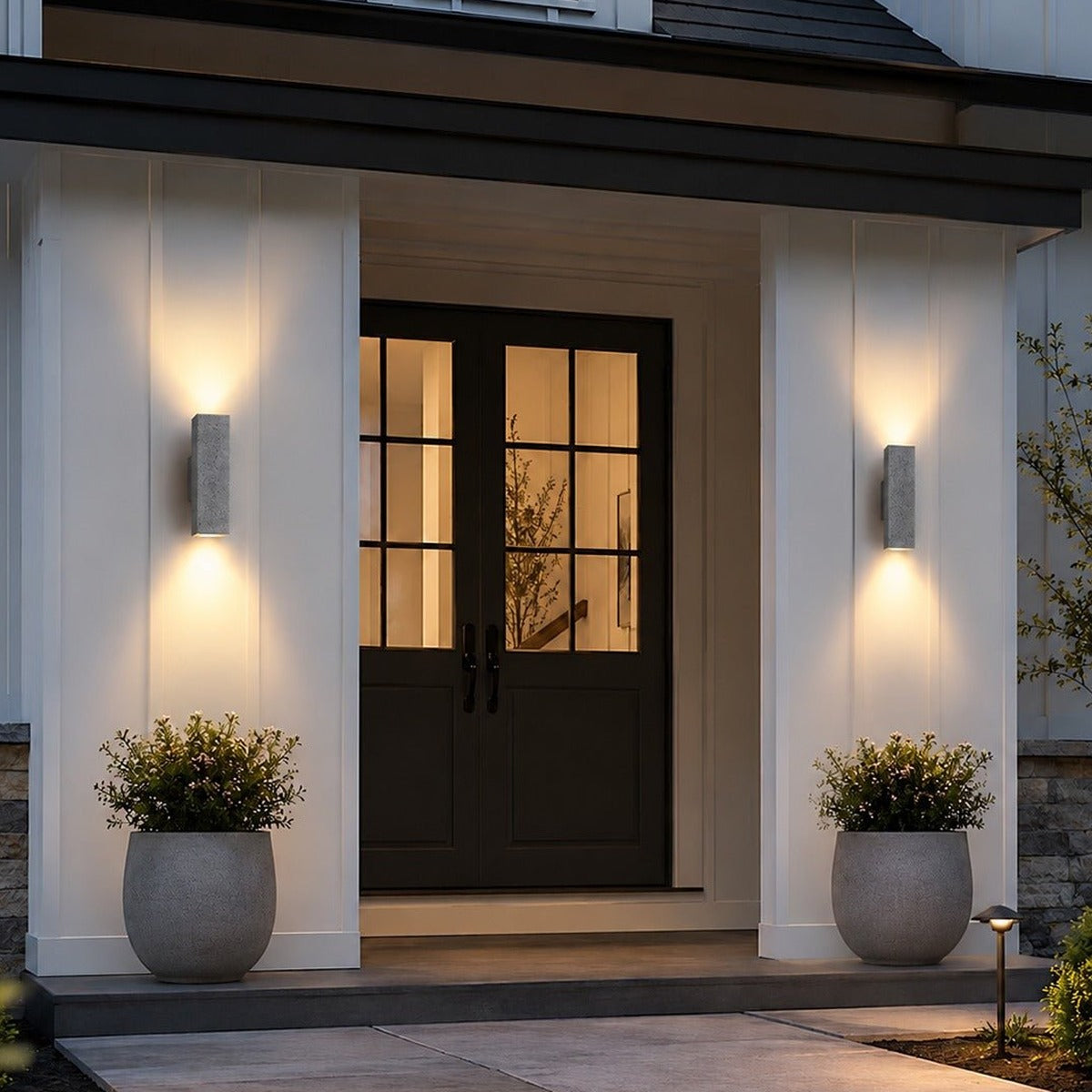 Twin Beam Block Wall Light, Concrete Up and Down Outdoor Sconce 6