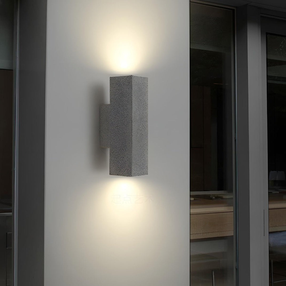 Twin Beam Block Wall Light, Concrete Up and Down Outdoor Sconce 7
