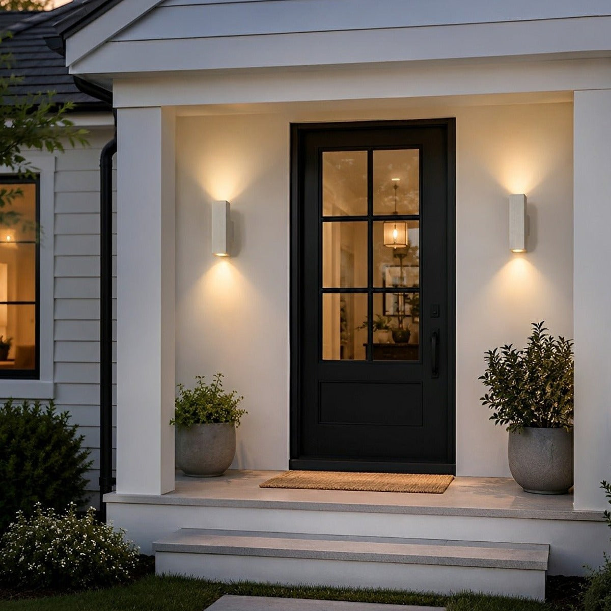 Twin Beam Block Wall Light, Concrete Up and Down Outdoor Sconce 9