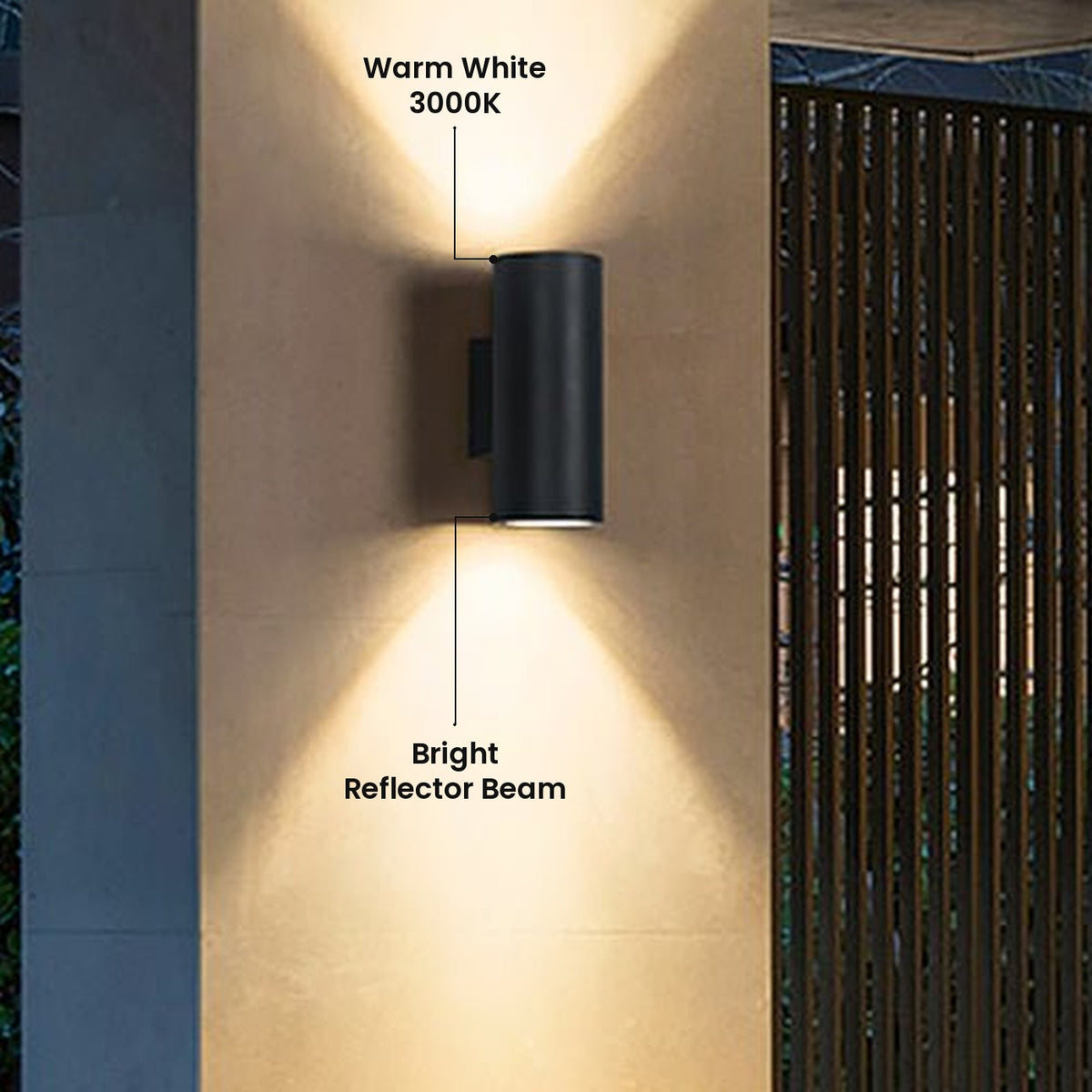Two Way Minimalist Wall Light: Bright Reflector Beam, Warm White 3000K