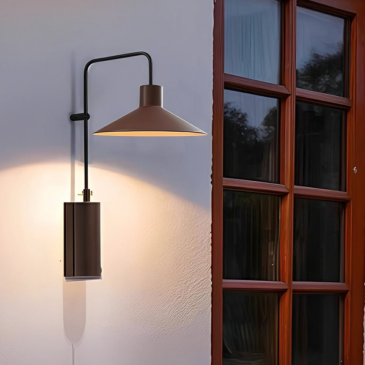 Umbrella Shade Wall Light, Steel and Aluminum Outdoor Sconce