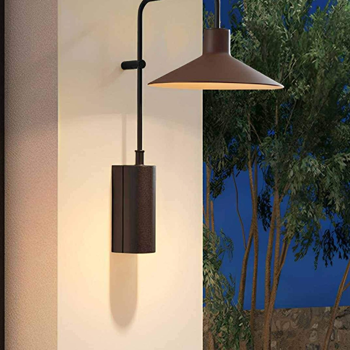 Umbrella Shade Wall Light, Steel and Aluminum Outdoor Sconce 5