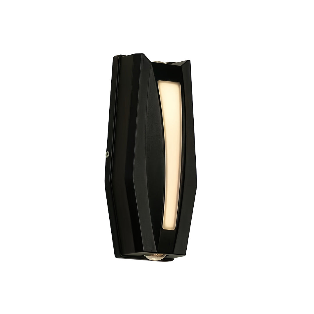 Faceted Geometric Outdoor Wall Light, Black Patio Sconce