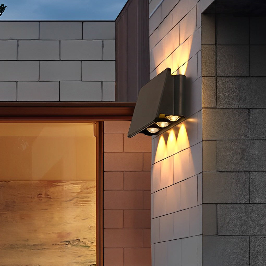 Up and Down Solar Wall Sconce, Black Weatherproof Outdoor Light