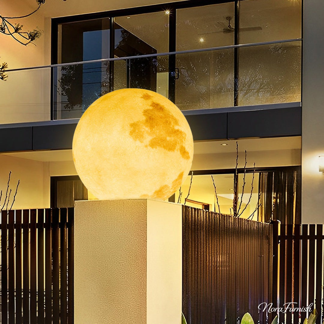 Moon Shaped Pillar Light, Stone Outdoor Pier Mount Fixture, view 10