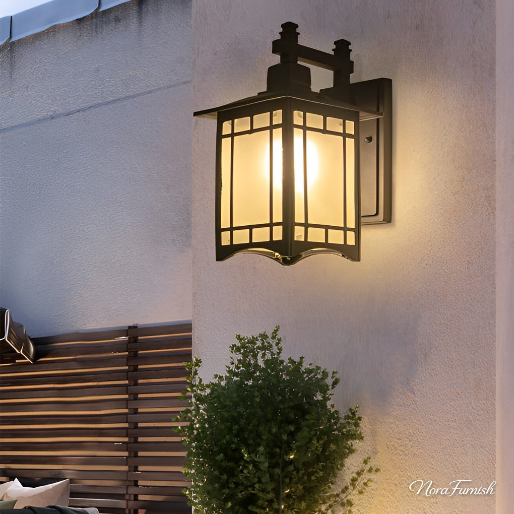 Retro Lantern Solar Wall Light, Cast Aluminum Glass Sconce, view 4