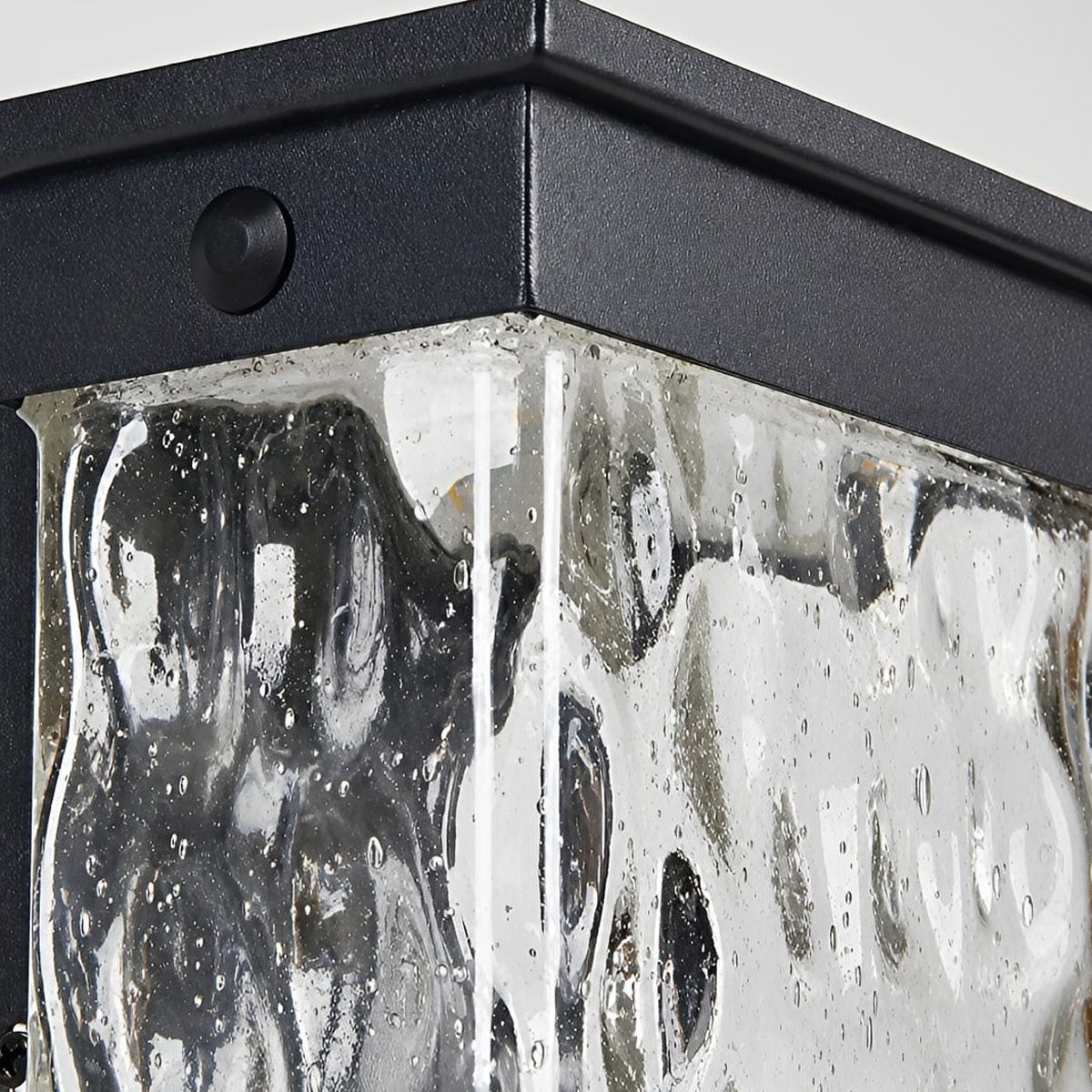 Water Wave Glass Box Lantern, Black Aluminum Outdoor Wall Light 10