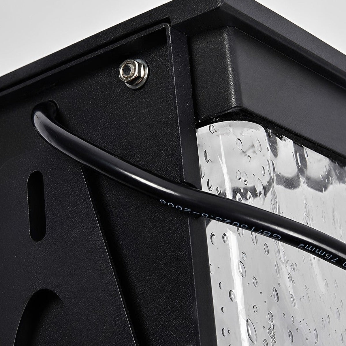 Water Wave Glass Box Lantern, Black Aluminum Outdoor Wall Light 11