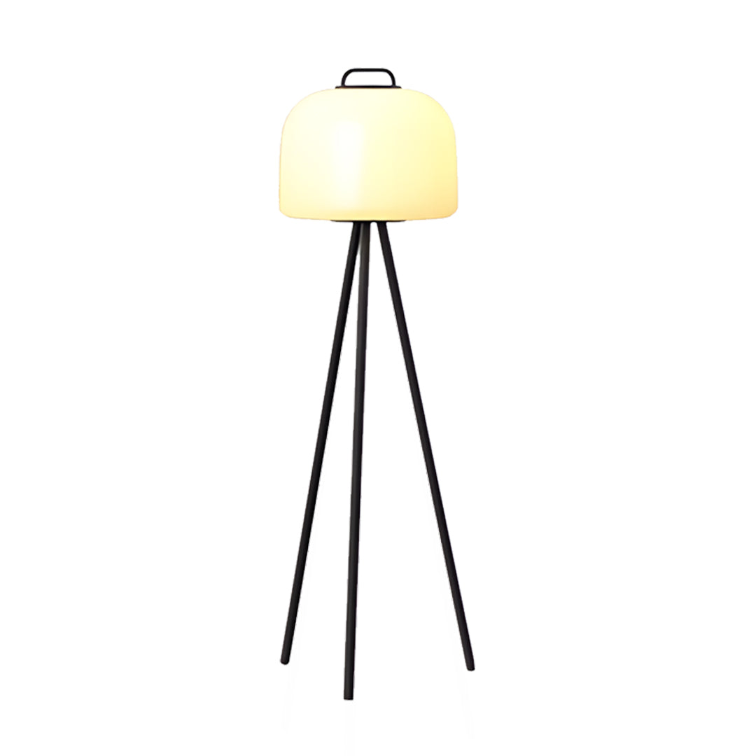 Cordless Patio Floor Lamp, White Stainless Steel Garden Light