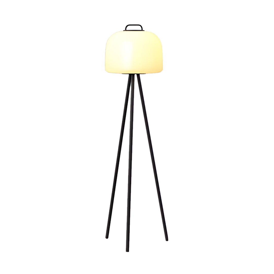 Cordless Patio Floor Lamp, White Stainless Steel Garden Light