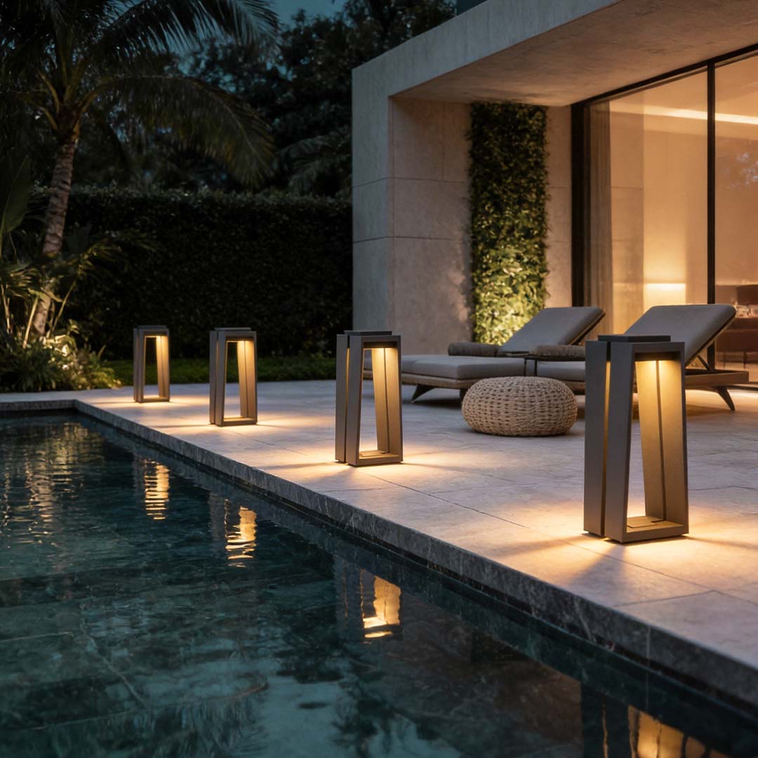 Tapered Trapezoid Solar Deck Light, Modern Landscape Path Light