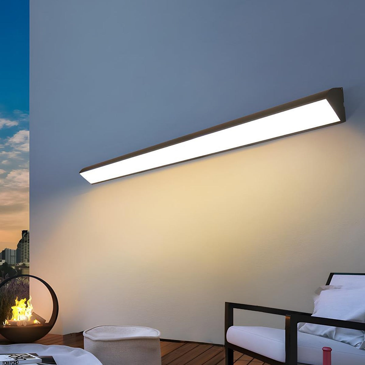 Wedge Linear Wall Light, Black Aluminum Outdoor Wall Sconce