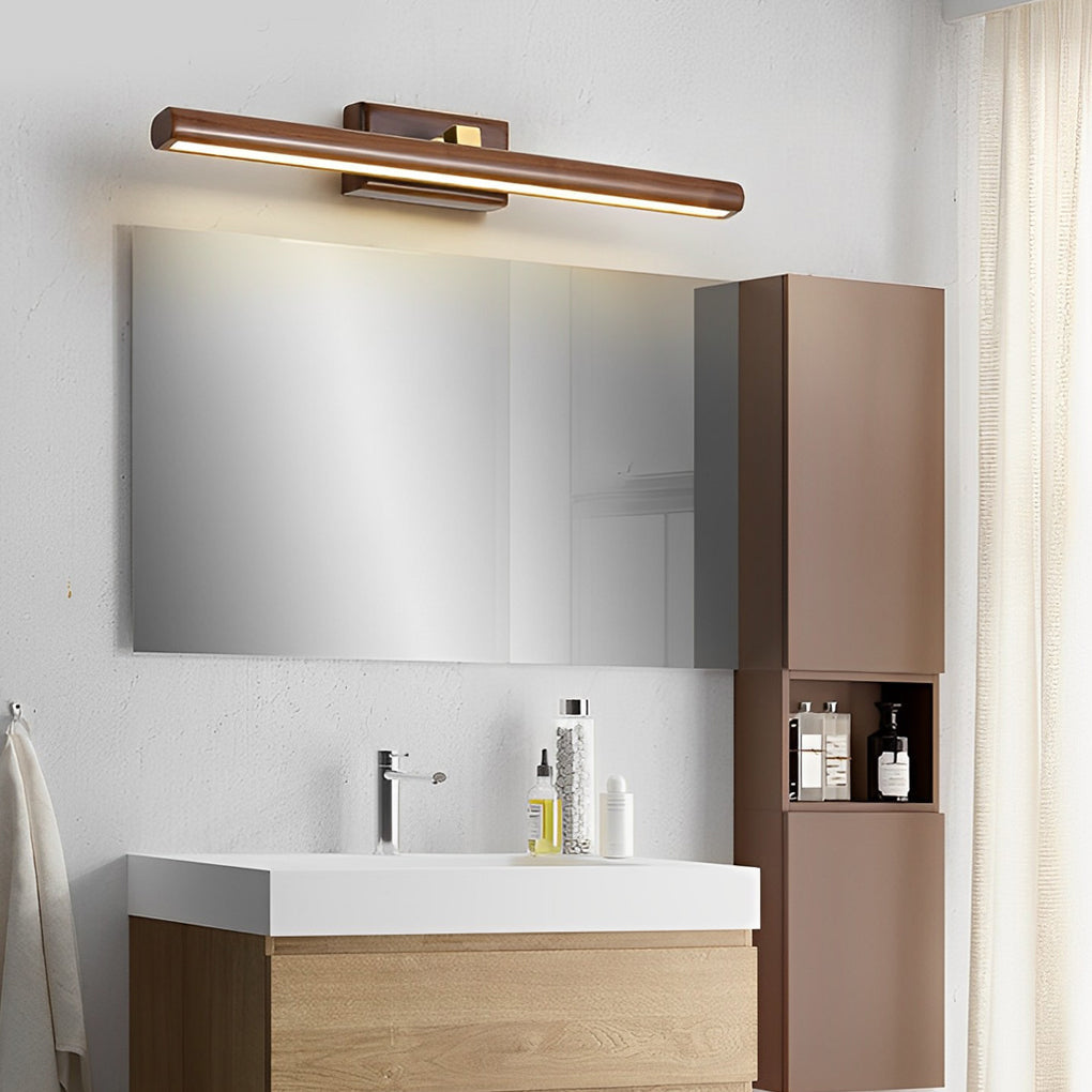 Rotating Wood Vanity Light, Oak or Walnut LED Bath Bar