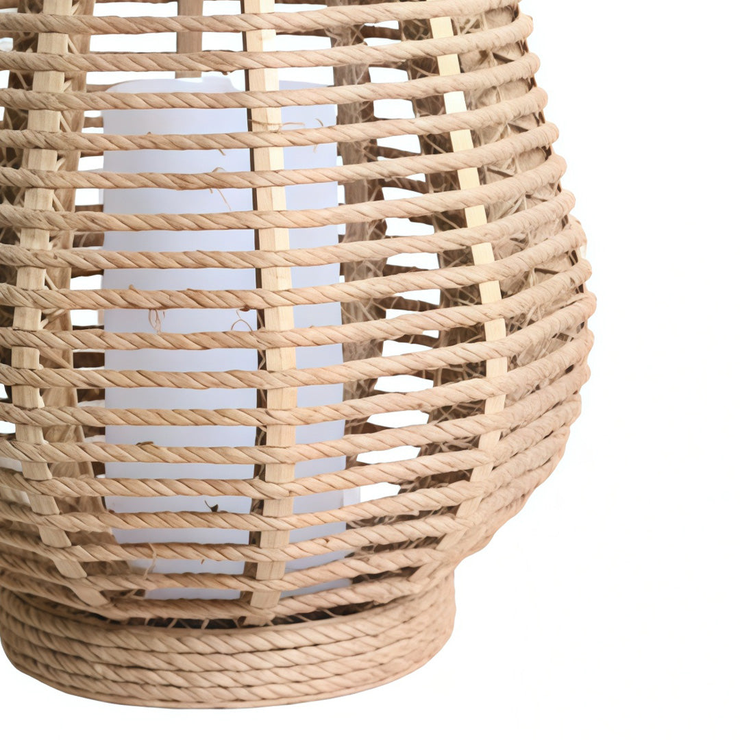 Woven Rope Solar Lantern, Rustic Brown Portable Outdoor Lantern 9