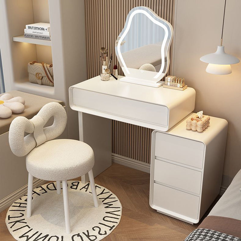 Modern Minimalist Rectangular Cat's Paw Leather Solid Wood Makeup Vanity 5-Drawer For Bedroom