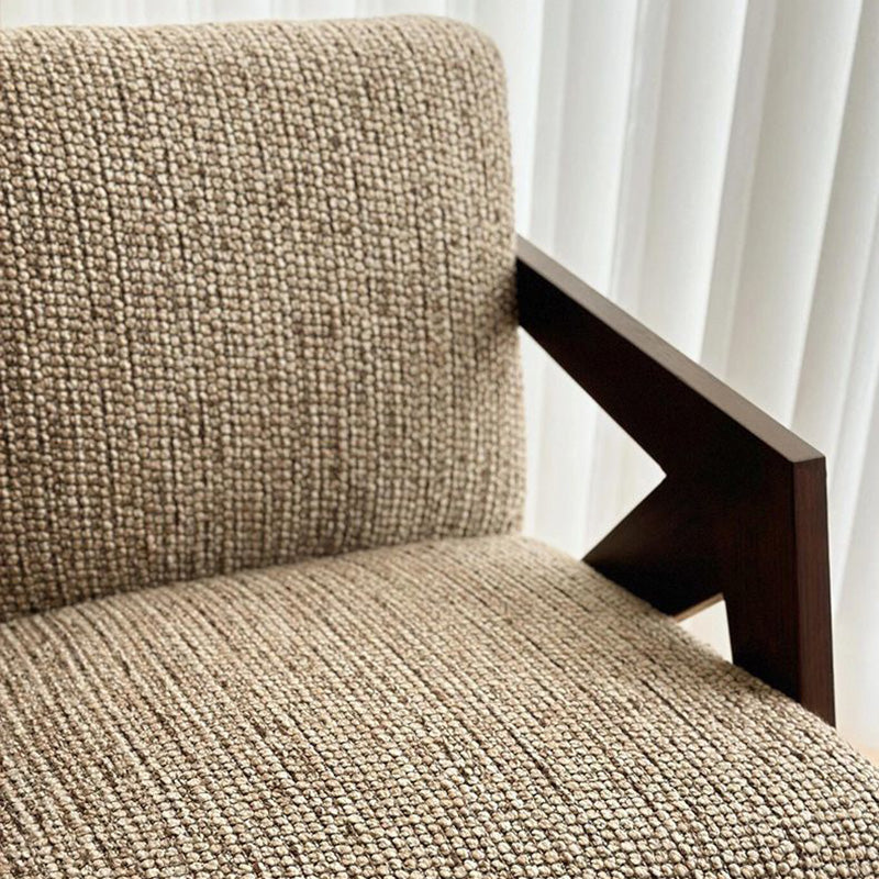 French Cotton-Linen Fabric Solid Wood Accent Chair Backrest