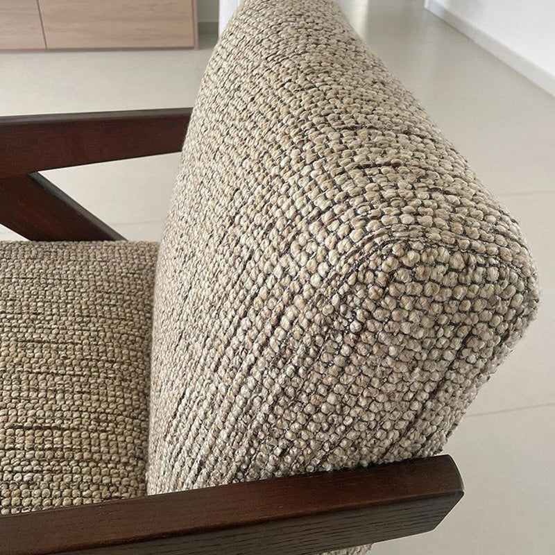 French Cotton-Linen Fabric Solid Wood Accent Chair Backrest