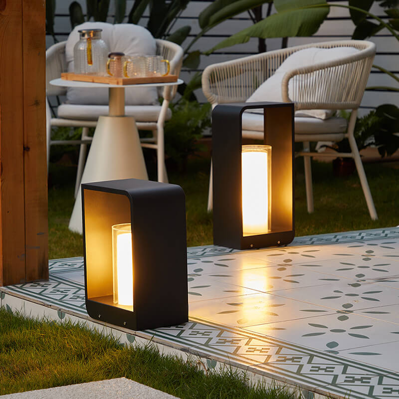 Modern Minimalist Square Frame Stainless Steel Acrylic LED Waterproof Lawn Landscape Light For Outdoor Patio