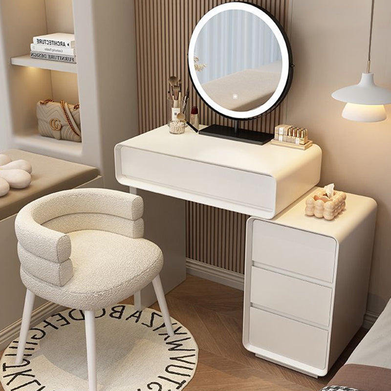 Modern Minimalist Rectangular Cat's Paw Leather Solid Wood Makeup Vanity 5-Drawer For Bedroom