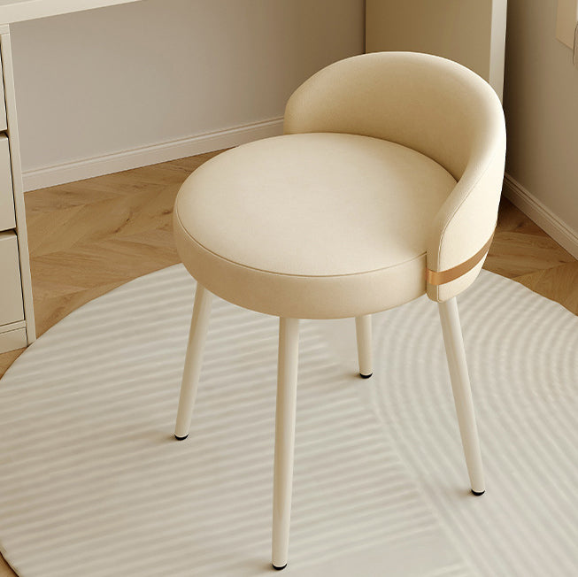 Contemporary Scandinavian Round Faux Nappa Leather Swivel Vanity Stool Low Back For Bedroom
