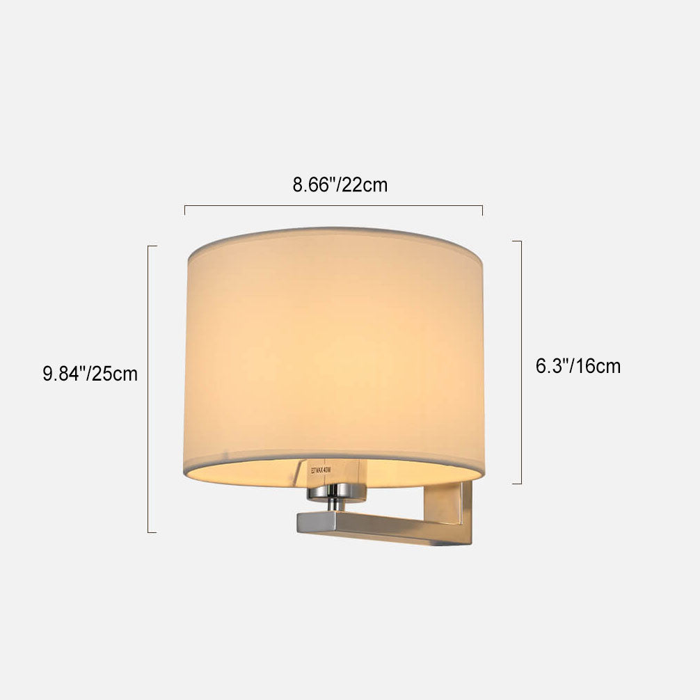 Chinese Retro Electroplated Iron Cylindrical Fabric Shade 1-Light Wall Sconce Lamp