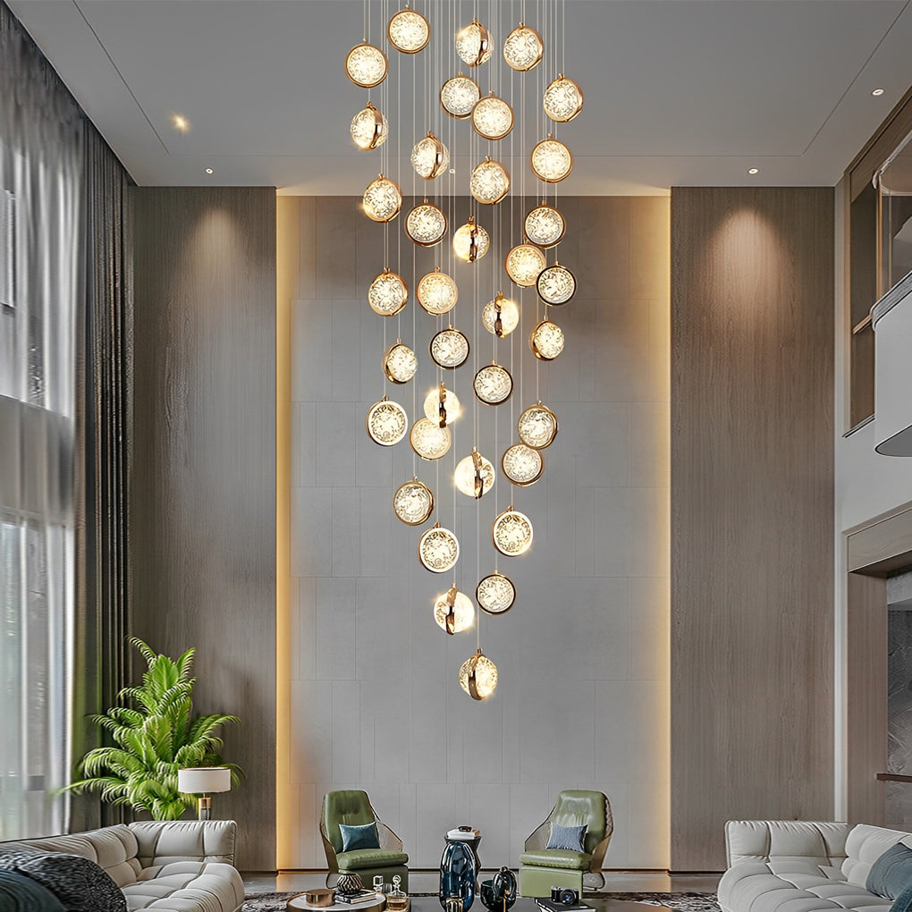 Crystal Cluster Staircase Chandelier, Stainless Steel LED