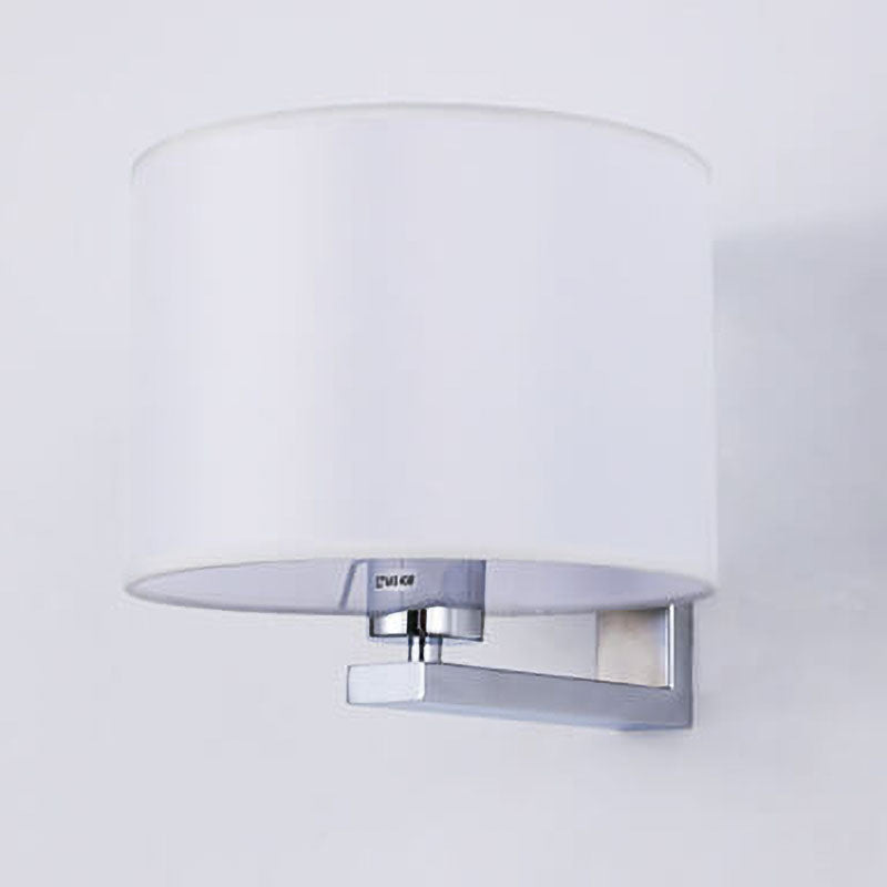 Chinese Retro Electroplated Iron Cylindrical Fabric Shade 1-Light Wall Sconce Lamp