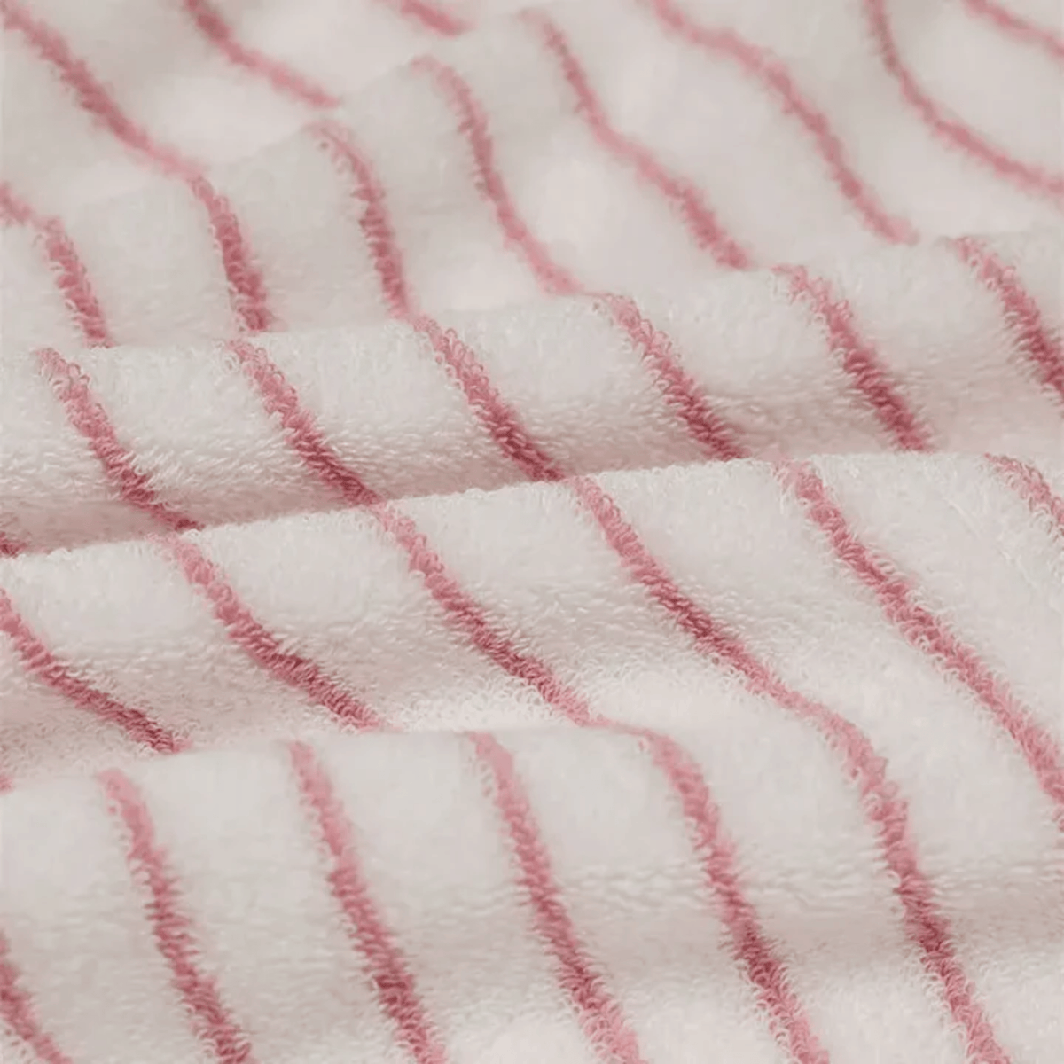 Retro Striped Cotton Towel in Pink and White, Yarn Dyed