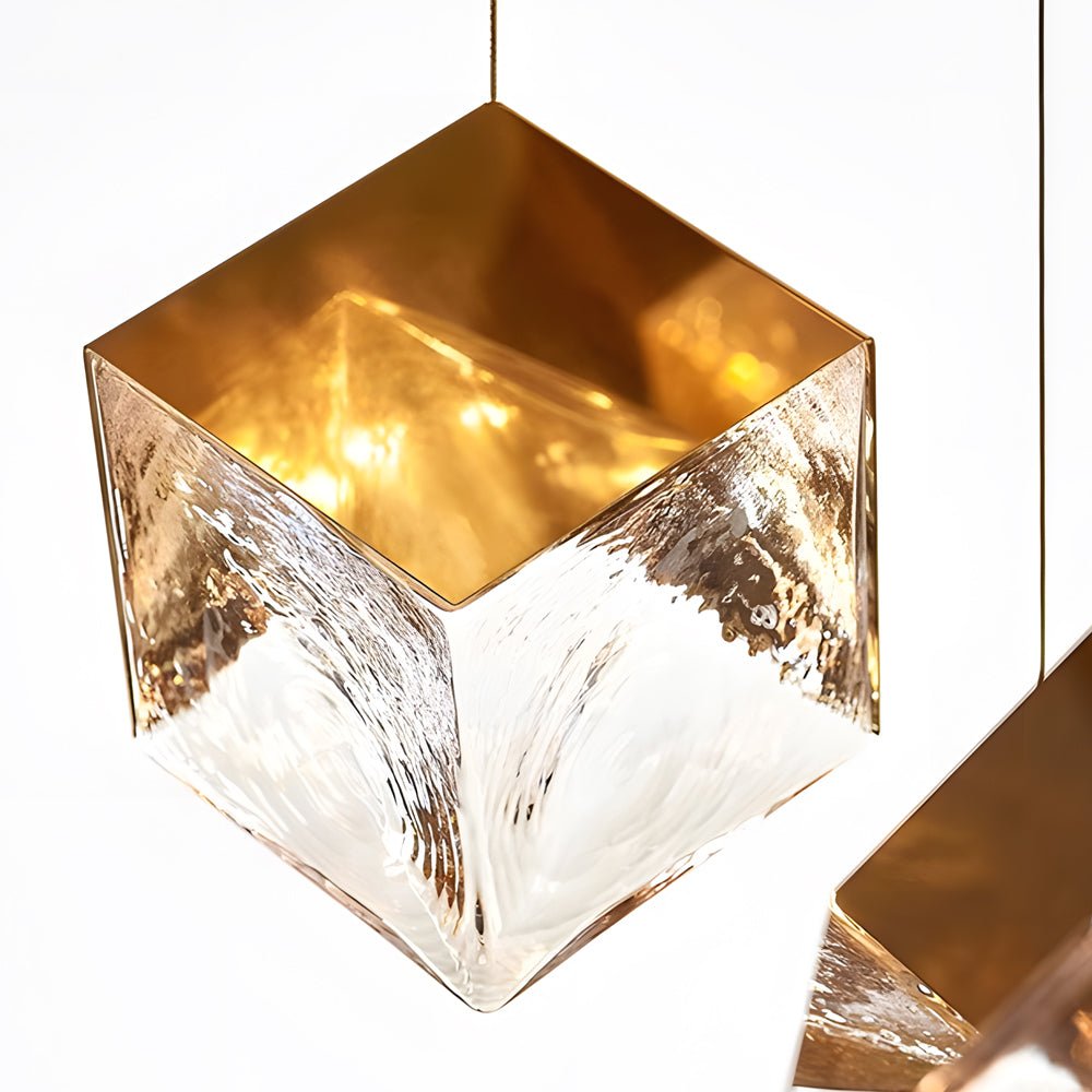 Ice Cube Glass Staircase Chandelier, Stainless Steel Pendant Light 8