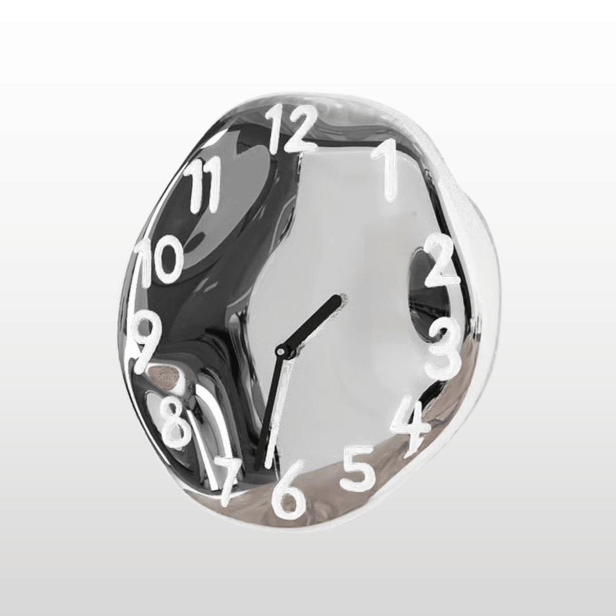 Chrome Glazed Ceramic Wall Clock, Silent Sculptural Clock