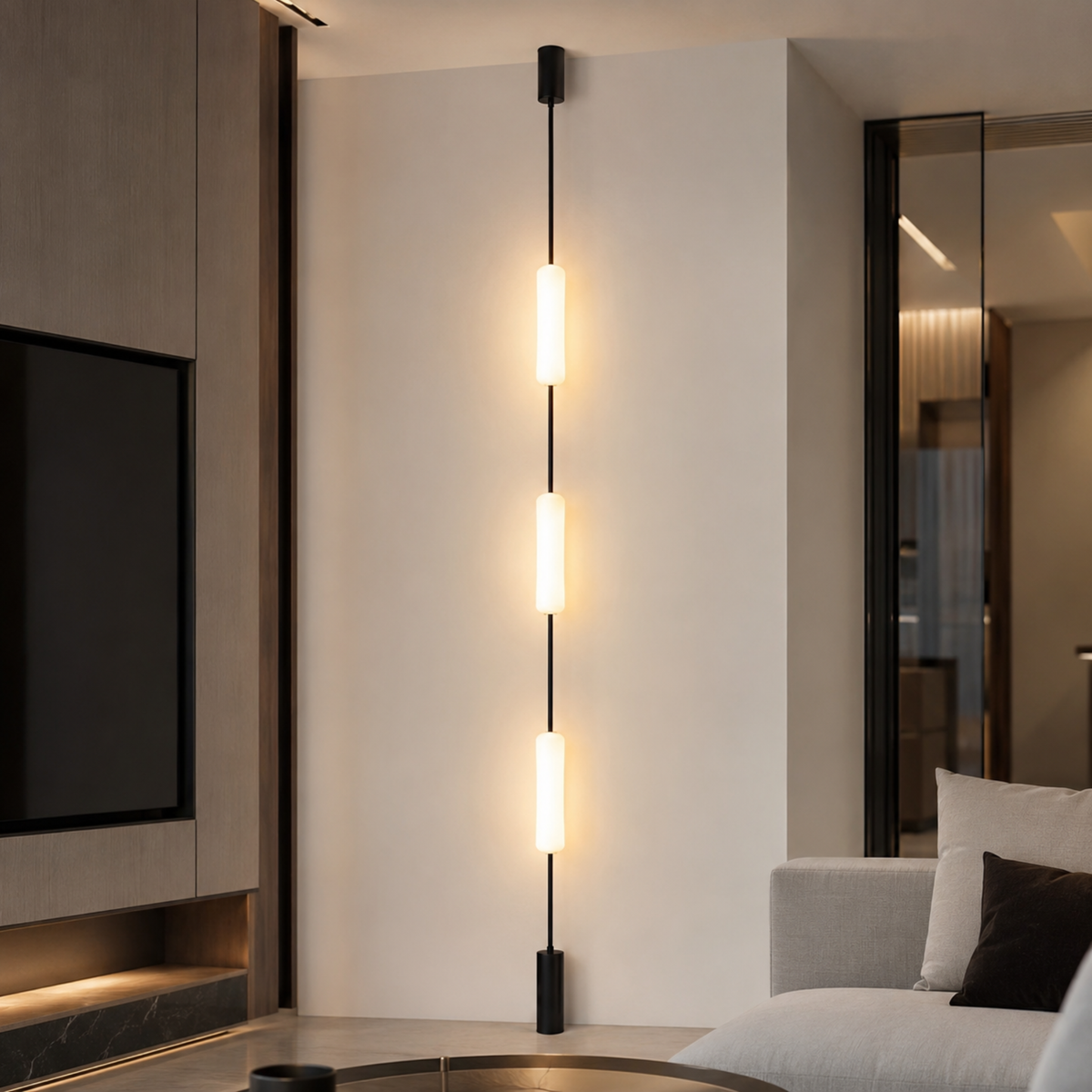 Floor to Ceiling Linear LED Tube Lamp, Minimal Pole Light