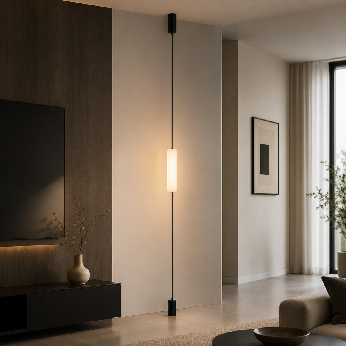 Floor to Ceiling Linear LED Tube Lamp, Minimal Pole Light