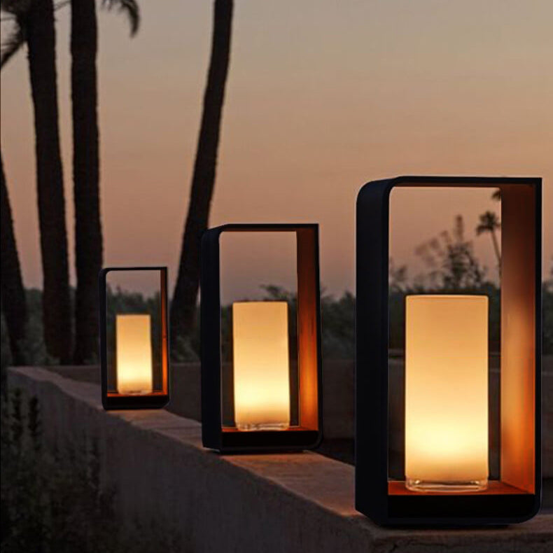 Modern Minimalist Square Frame Stainless Steel Acrylic LED Waterproof Lawn Landscape Light For Outdoor Patio