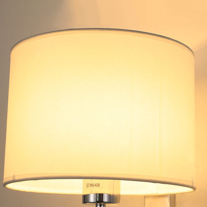 Chinese Retro Electroplated Iron Cylindrical Fabric Shade 1-Light Wall Sconce Lamp