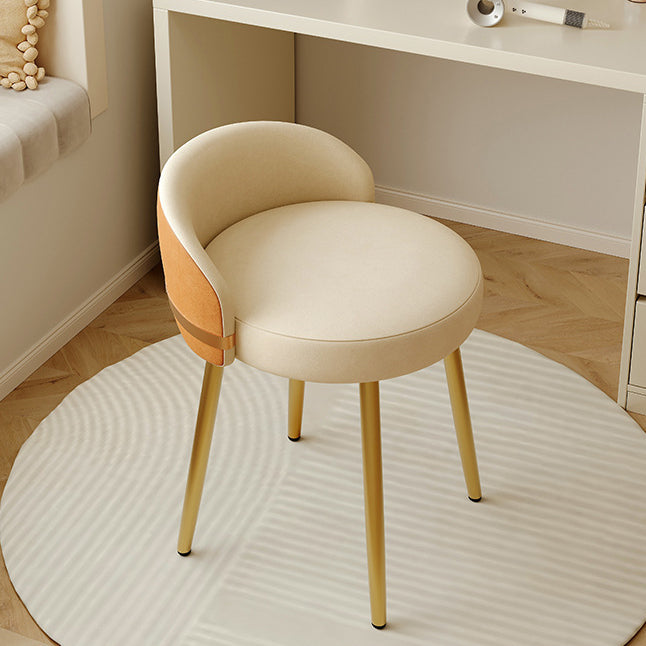 Contemporary Scandinavian Round Faux Nappa Leather Swivel Vanity Stool Low Back For Bedroom